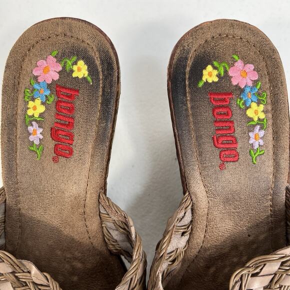 Bongo 7.5 Sandals Vintage 90’s Y2K 3" Wedge Heels Platform Woven Brown Shoes - Picture 5 of 12